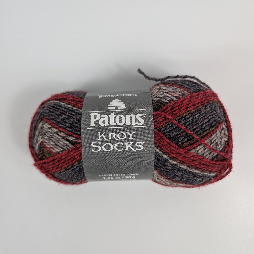 Patons Kroy Socks Grey Brown Marl Wool Blend Yarn Skein Turkey 50g 1.75 oz.